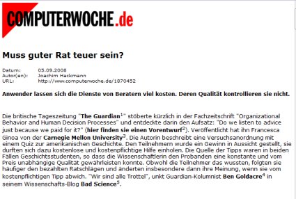 Muss guter Rat teuer sein?